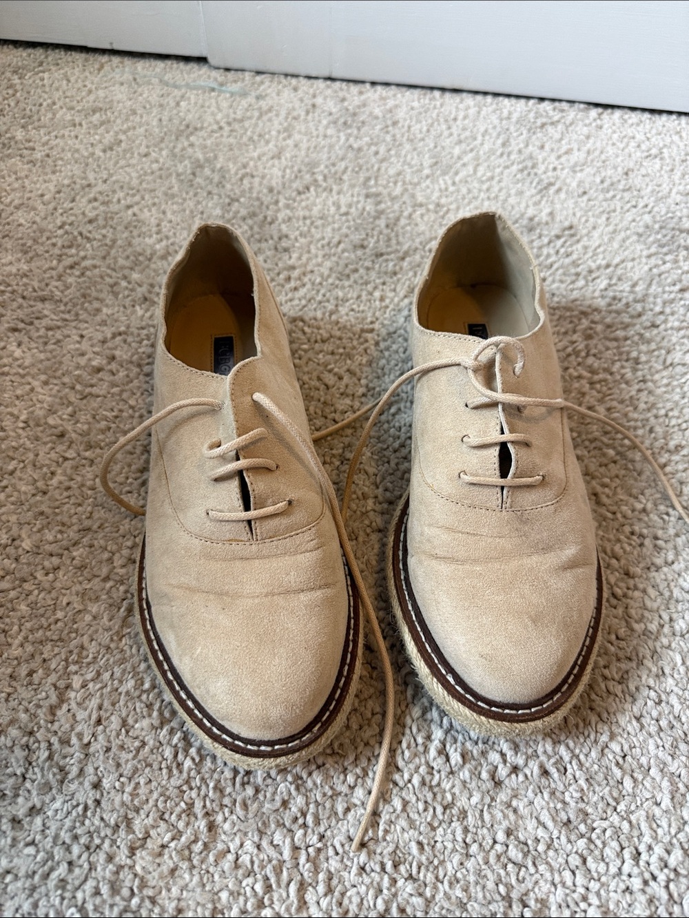BCBGeneration Beige Suede Lace-Up Derby Shoes